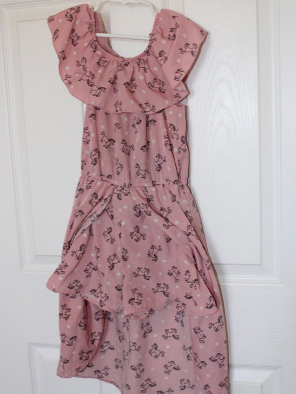 Girl's Lily Bleu Size 6 Pink Unicorn Romper With Skirt